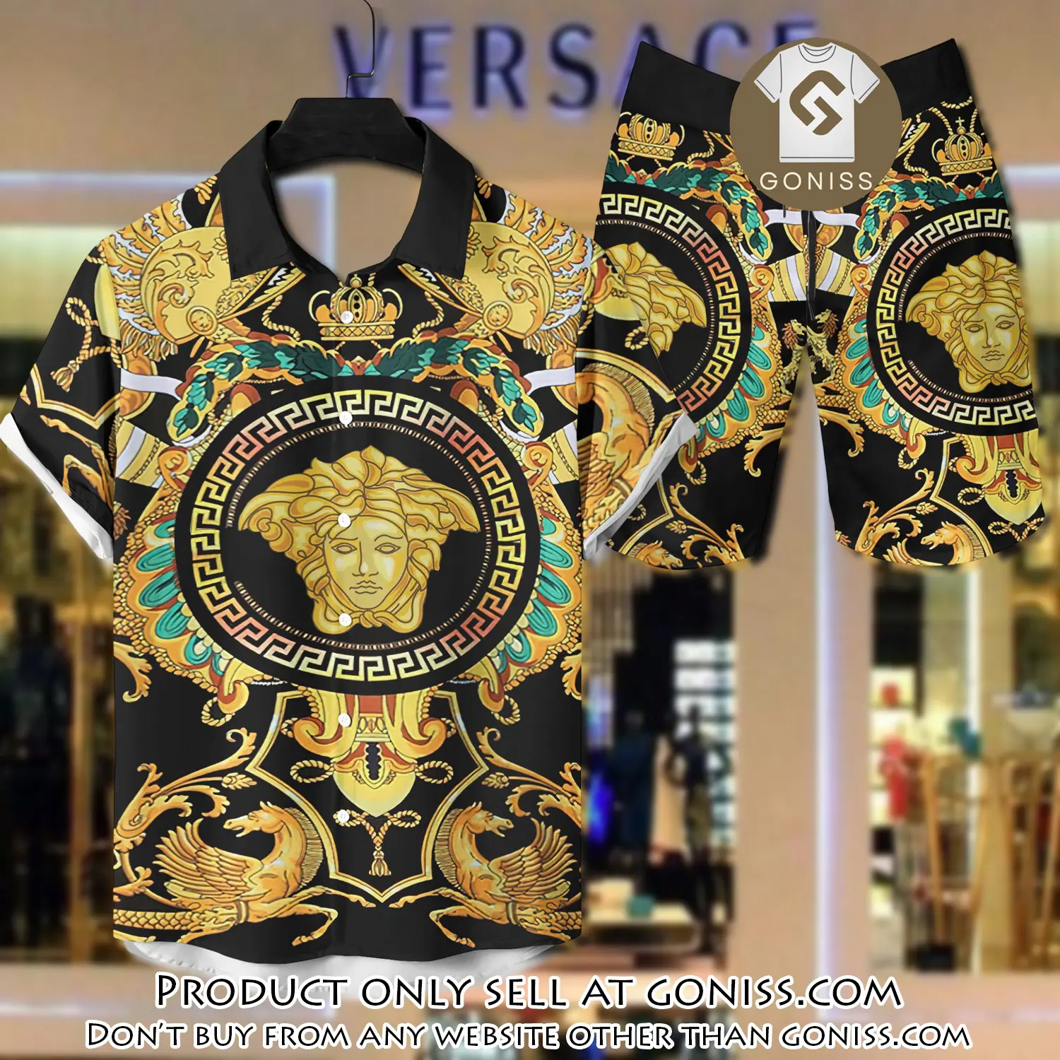Versace luxury hawaiian shirt & short set lhs1211 gn5653913